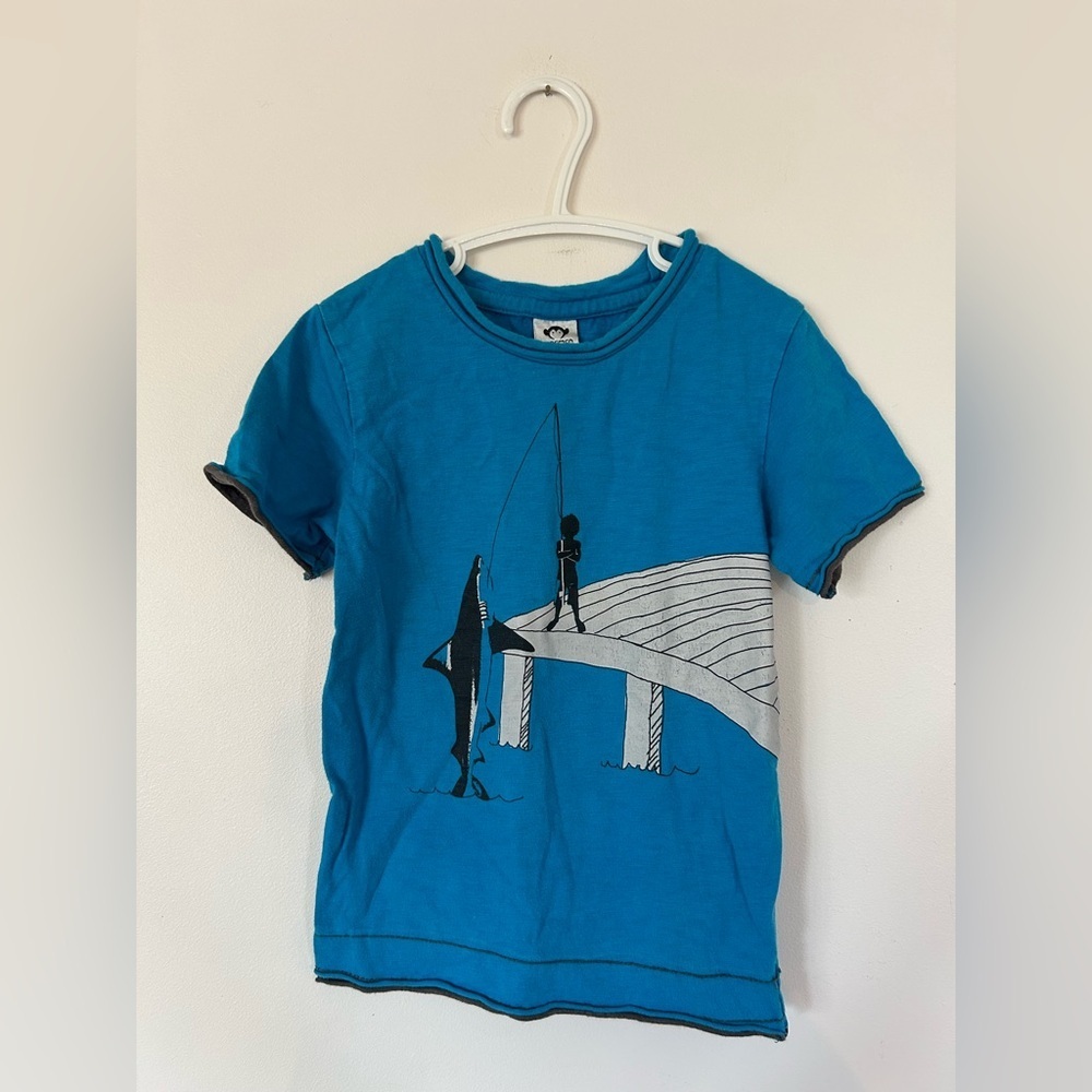 Appaman Blue Fishing Graphic T-shirt Blue Size 4